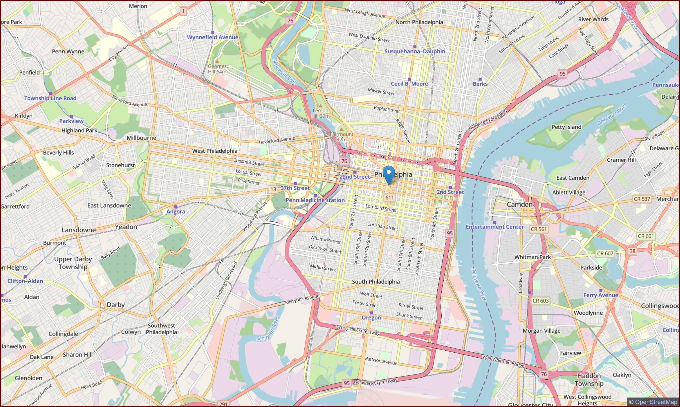 Map of the Philadelphia office location